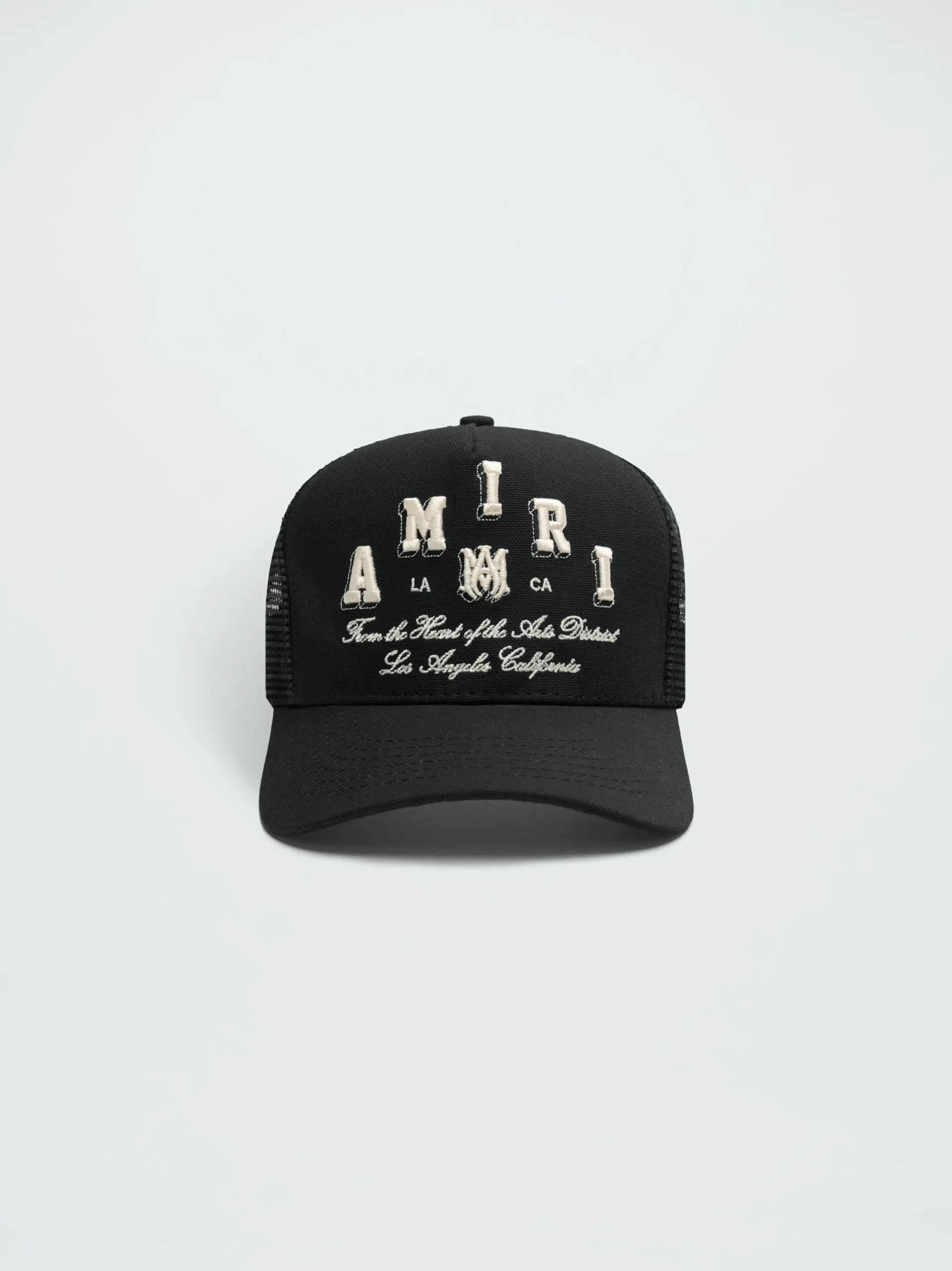 AMIRI VARSITY TRUCKER HAT BLACK