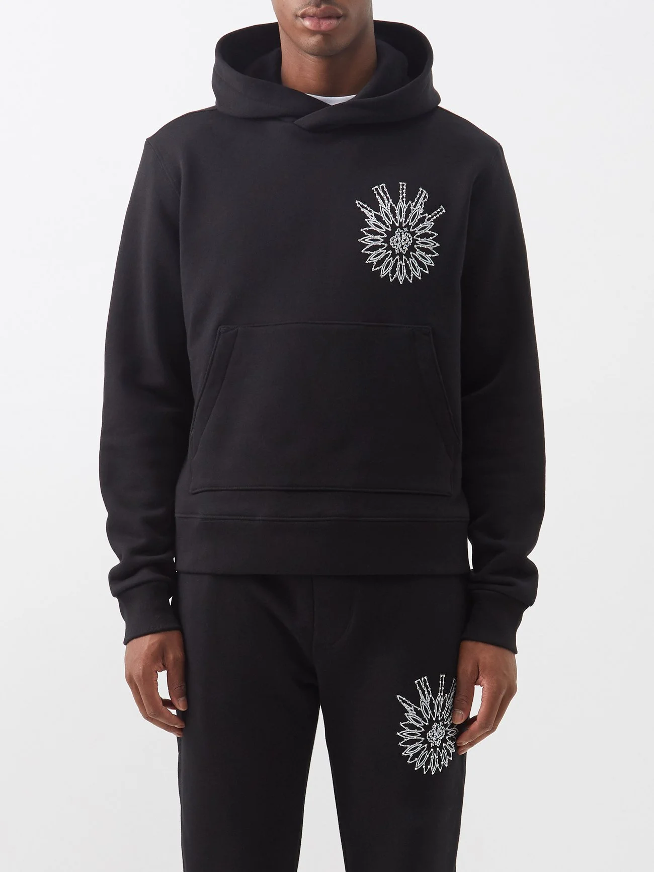 Crystal logo print cotton terry hoodie