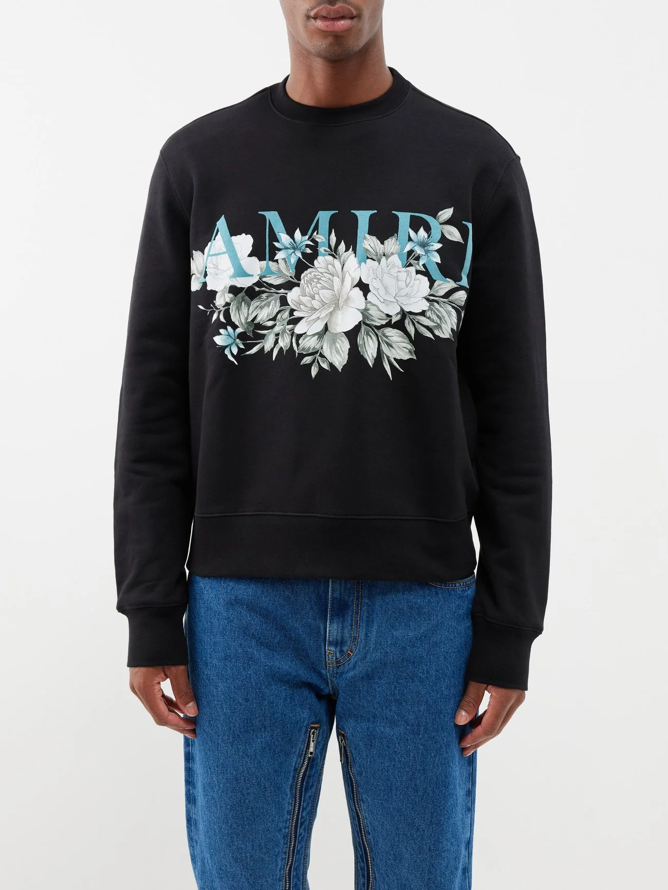 Floral logo print cotton jersey sweatshirt