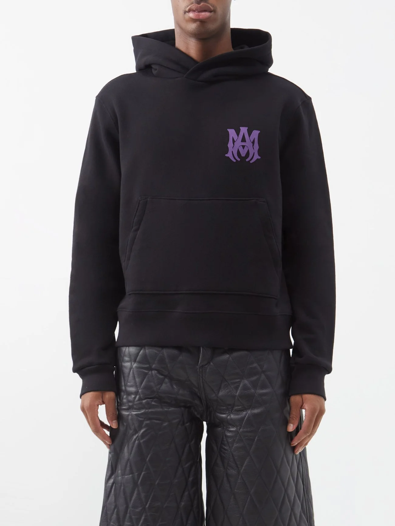 MA logo print cotton jersey hoodie