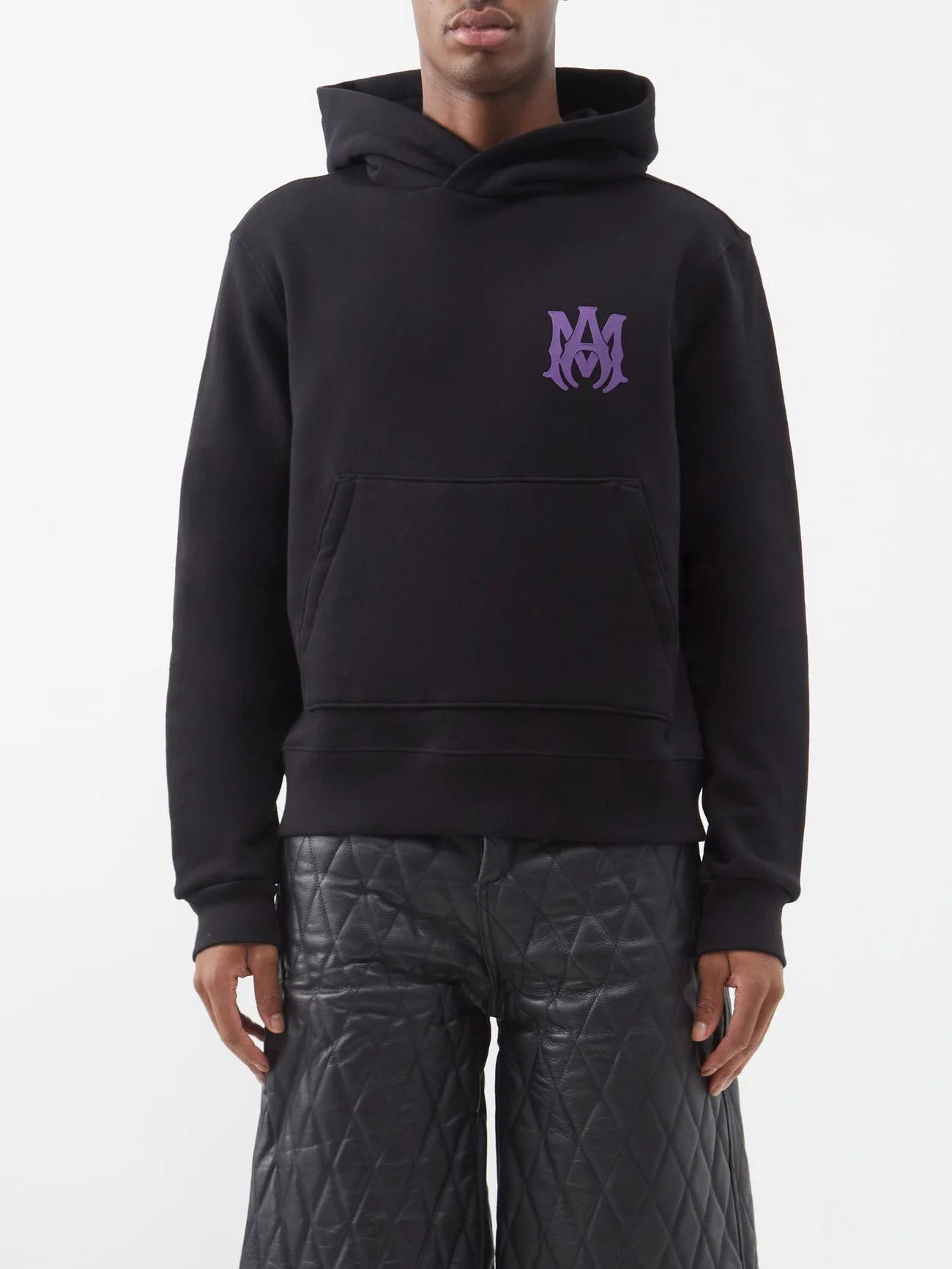 MA logo print cotton jersey hoodie - AMIRISTYLE