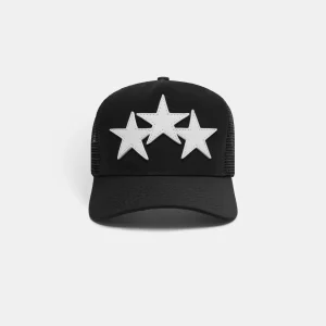 Amiri-3-star-trucker-hat-black-white